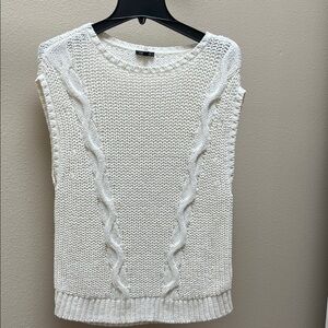 Talbots Cream Cable Knit Sleeveless Sweater